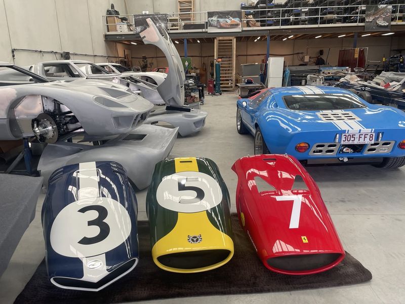 Factory floor with GT40 body shells in build