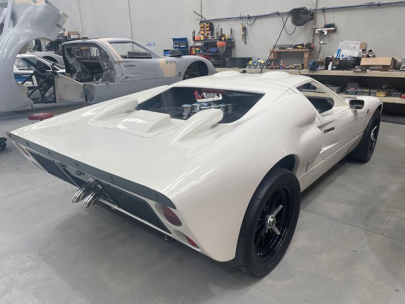 White GT40, rear quarter view